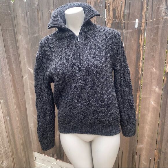The Kooples Gray Zip Up Sweater with Cable Knit Design XS - Picture 3 of 11